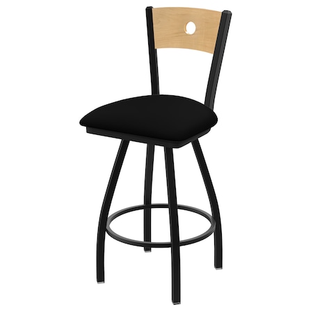 30 Swivel Counter Stool,Black Wrinkle,Nat Back,Blk Vinyl Seat